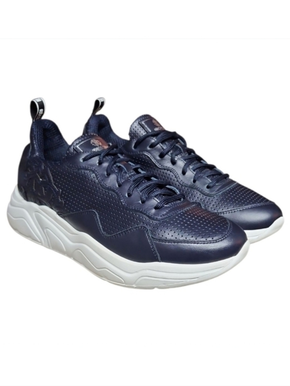 ROBERTO CAVALLI | Blue Leather Sneakers / Trainers in Size EU 44 / US 11